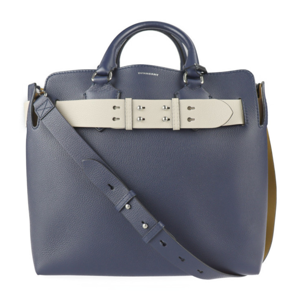 Burberry Medium Belt Bag Handbag Leather Navy Ivory - Picture 1 of 8